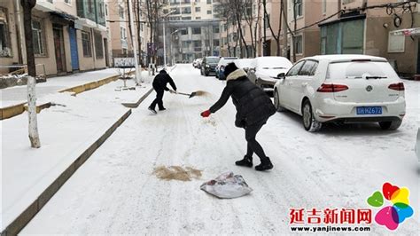 南阳社区迅速清雪 居民出行有保障 - 延吉新闻网