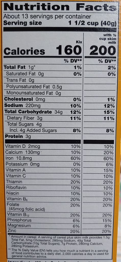 Kix Nutritional Information