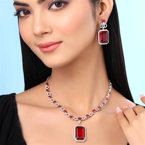 Buy American Diamond Jewellery Set with Necklace & Earrings – YellowChimes