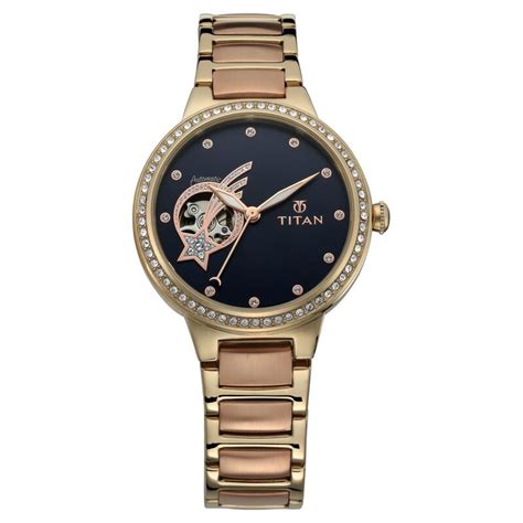 Titan Stellar Blue Dial Automatic Stainless Steel Strap Watch For Wome ...