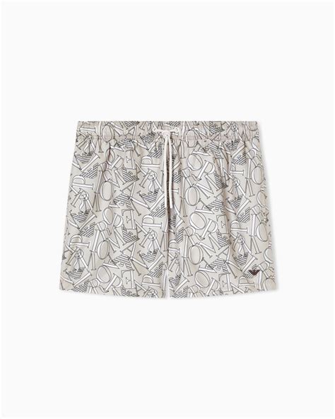 ASV Swim shorts with all-over logo | Emporio Armani
