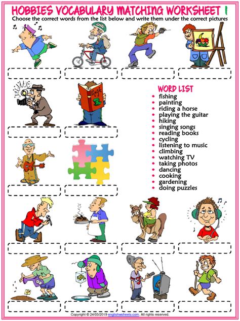 Hobbies Worksheet.pdf 的图像结果