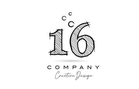 hand drawing number 16 logo icon design for company template. Creative ...