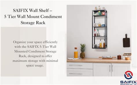 MILAD SAIFIX Wall Shelf 5 Tier Wall Mount Condiment Storage Rack ...