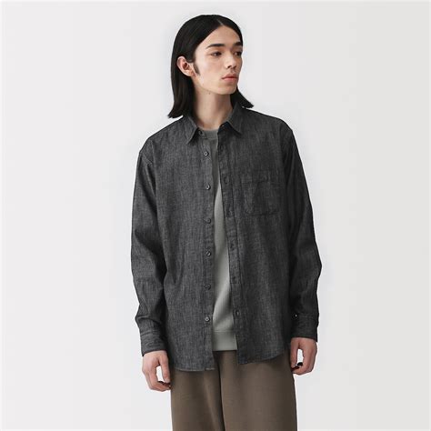 M's Denim L/Slv Shirt (BLACK) | MUJI