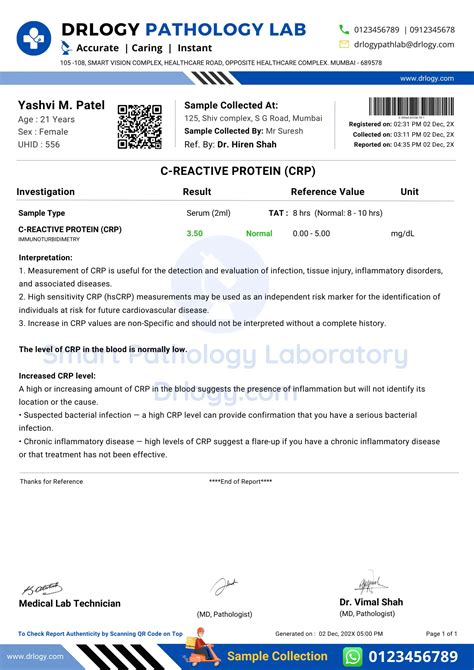 CRP (C Reactive Protein) Test: Price, Normal Range and Result | Drlogy