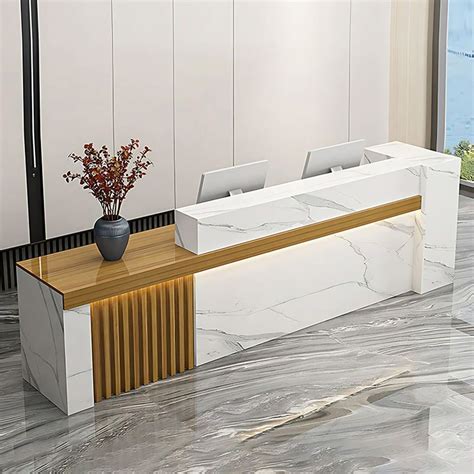 Modern Luxury Reception Desk with Counter and Integrated LED Accent ...