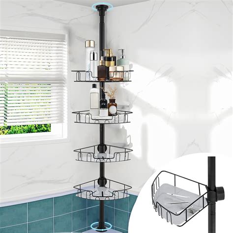 Rebrilliant Corner Shower Caddy Tension Pole, Organizer Shower Rack ...