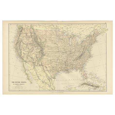 Old Map of the American Railroad Network and All Weather Roads on Verso ...