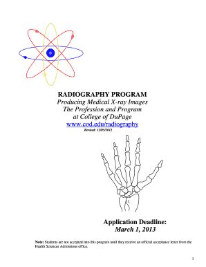 Fillable Online cod Radiography Admissions Packet - College of DuPage ...