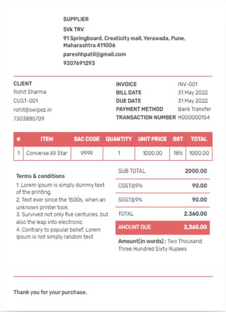 Invoice Template | Download Invoice Templates - Swipez