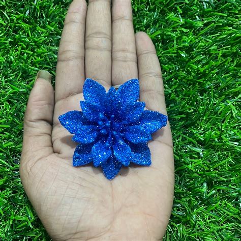 Blue Glitter flower 15/piece – KnowHowArtCraft