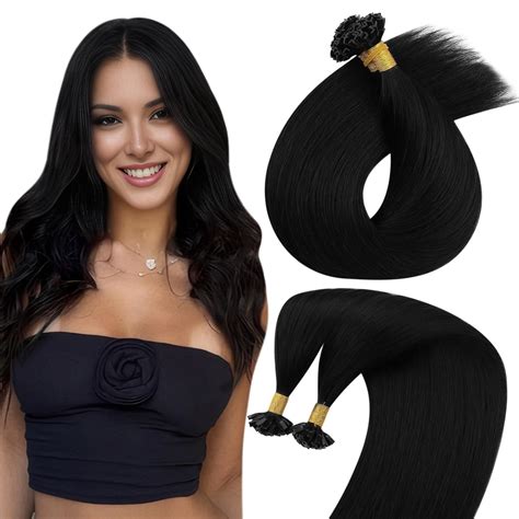 Amazon.com : Sunny Hair Ktip Human Hair Extensions Black K Tip Hair ...