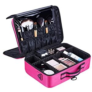 House of Quirk 3 Layers Large Capacity Travel Professional Makeup Train ...