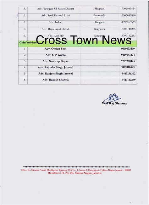 47 Advocates nominated as Executive Members of BJP J&K Legal Cell