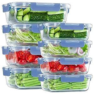 Buy UMI UMIZILI 8-Pack Glass Meal Prep Storage Container, Rectangle ...