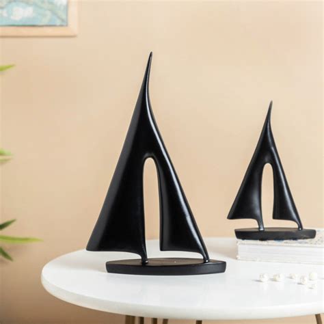 Sailing Ship Resin Decor Object Black Set Of 2 Online - Premium Decor ...