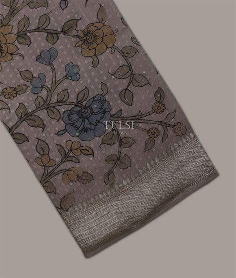 Buy Dusty Brown Georgette Hand Painted Kalamkari Silk Saree T564696