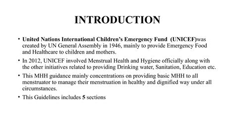 UNICEF Guidance on Menstrual Health and Hygiene | PPTX