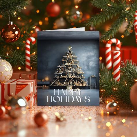 Happy Holiday Christmas Card, Greeting Card, Festive Holiday Card, Xmas Winter Card, Decorated ...