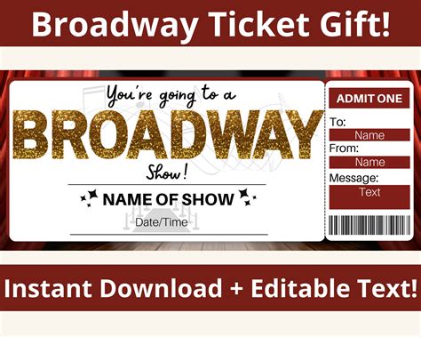 Broadway Show Gift. Broadway Tickets. Musical Ticket. Broadway - Etsy
