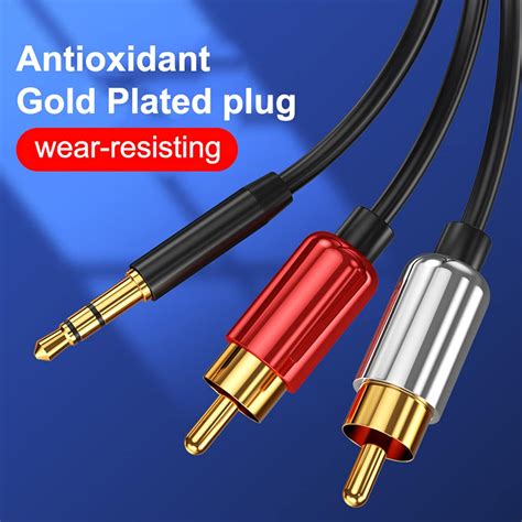 Buy Washranp Audio Cable Practical High Fidelity Anti-Oxidation Black 2 ...