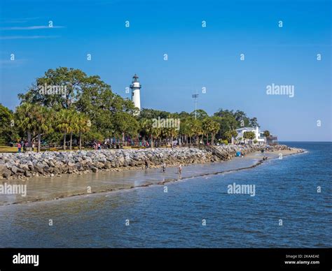 St. Simons Lighthouse on St Simons Island in Georgia USA Stock Photo ...