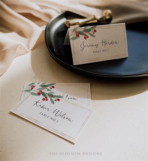 Christmas Place Card Template, Printable Place Card, Holiday Place ...