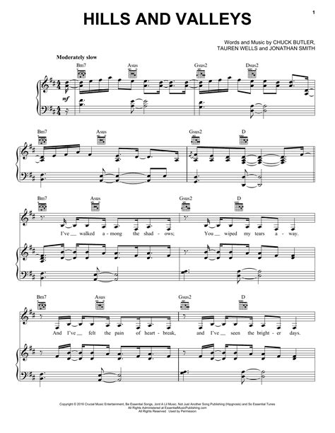 Tauren Wells Hills And Valleys Sheet Music Notes, Chords | Sheet music ...