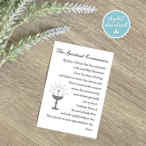 The Spiritual Communion Prayer Printable Card, Instant Download ...