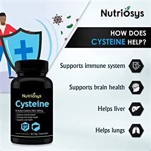 Nutriosys Cysteine 600mg (90 Veg Capsules), Supports immune system ...