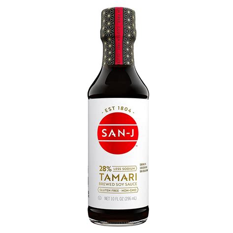 San-J Tamari 28% Less Sodium Soy Sauce - Tamari Sauce, Gluten Free ...