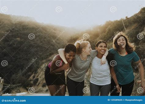 Friends Hiking through the Hills of Los Angeles Stock Image - Image of ...