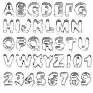 Buy Wilton Fondant Alphabet Number Cookie Cutter Cut Outs, Set of 37 ...