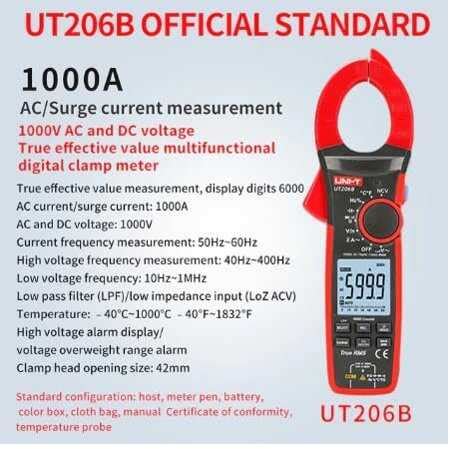 UNI-T UT205 LCD Digital Clamp Multimeter Ohm Dmm DC AC Current ...