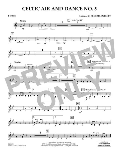 Celtic Air and Dance No. 5 - F Horn by Michael Sweeney Sheet Music for ...