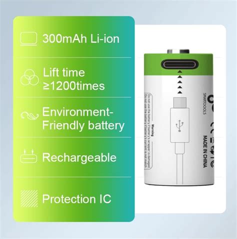 KP Original USB CR2 Lithium Ion Rechargeable Battery, 3.7 V 300 mAh ...