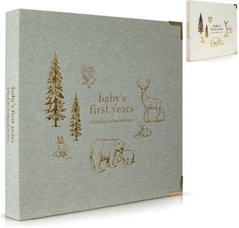 Amazon.com: Lamare Baby Memory Book - Baby’s First Year Book, Linen ...