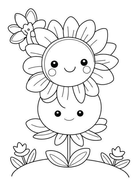 Premium Photo | Cute flower coloring page