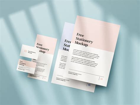 Free Simple Shadow Stationery Mockup PSD Set (5 PSD Templates) - Good ...