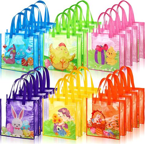 Amazon.com: Chunful 24-Piece Easter Cartoon Animal Print Gift Bag Set ...