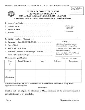 Mca Marksheet - Fill Online, Printable, Fillable, Blank | pdfFiller