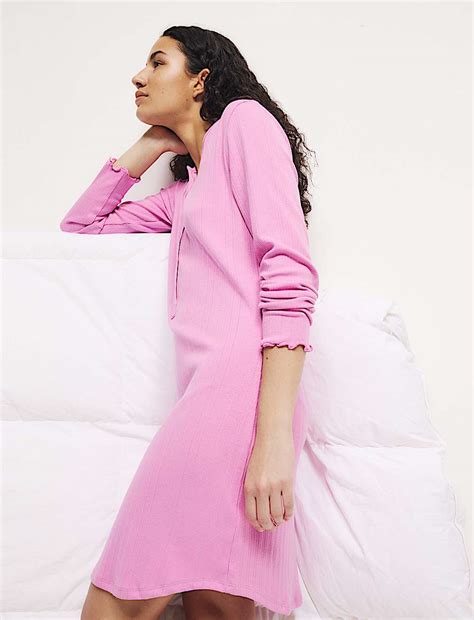 Buy Cotton Rich Ribbed Nightdress at Marks & Spencer
