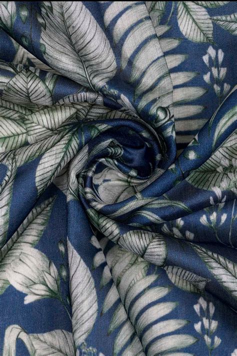 Green Leaf Plant Digitally Printed on Kiana Silk – Saraaha