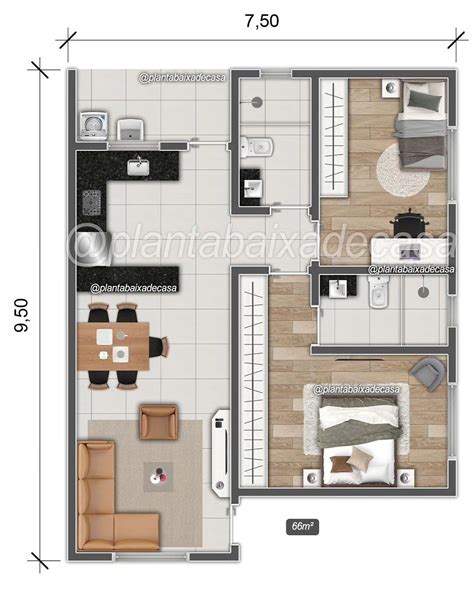 Simple Two Bedroom Apartment Floor Plan