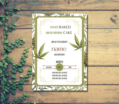 Cannabis Birthday Party Digital Invitation - Marijuana Digital ...