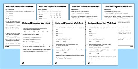 Grade 6 Ratio and Proportion Worksheet / Worksheet Pack Differentiated