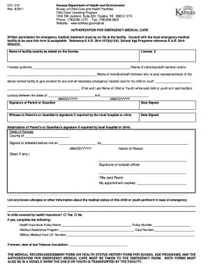 Authorization For Emergency Medical Care - Kansas State University ...