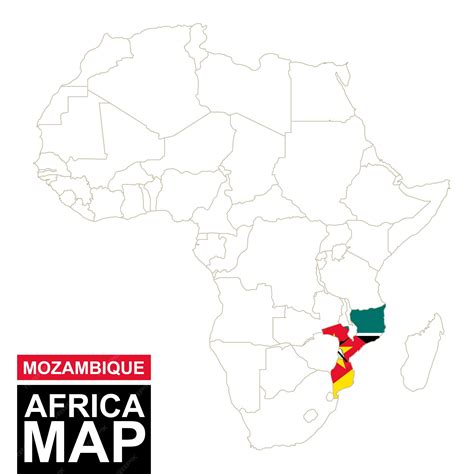 Premium Vector | Africa contoured map with highlighted mozambique. mozambique map and flag on ...
