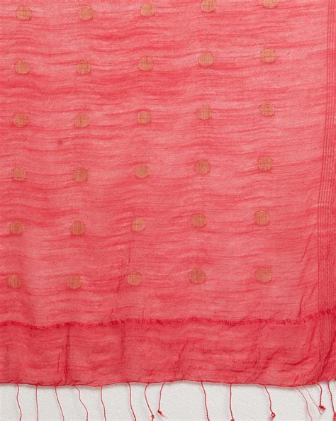 Peach Zari Woven Jacquard Cotton Dupatta – Arteastri